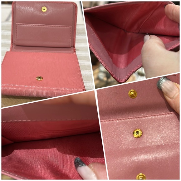 Authentic Prada Vitello Move Bi-Color Tri-Fold Compact Wallet in Petalo & Peonia - Picture 12 of 16